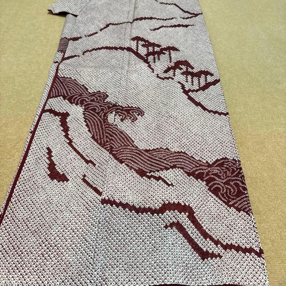 本疋田 訪問着 総絞り 袷 着物 上品 一つ目絞り 吉祥 匹田鹿の子 波