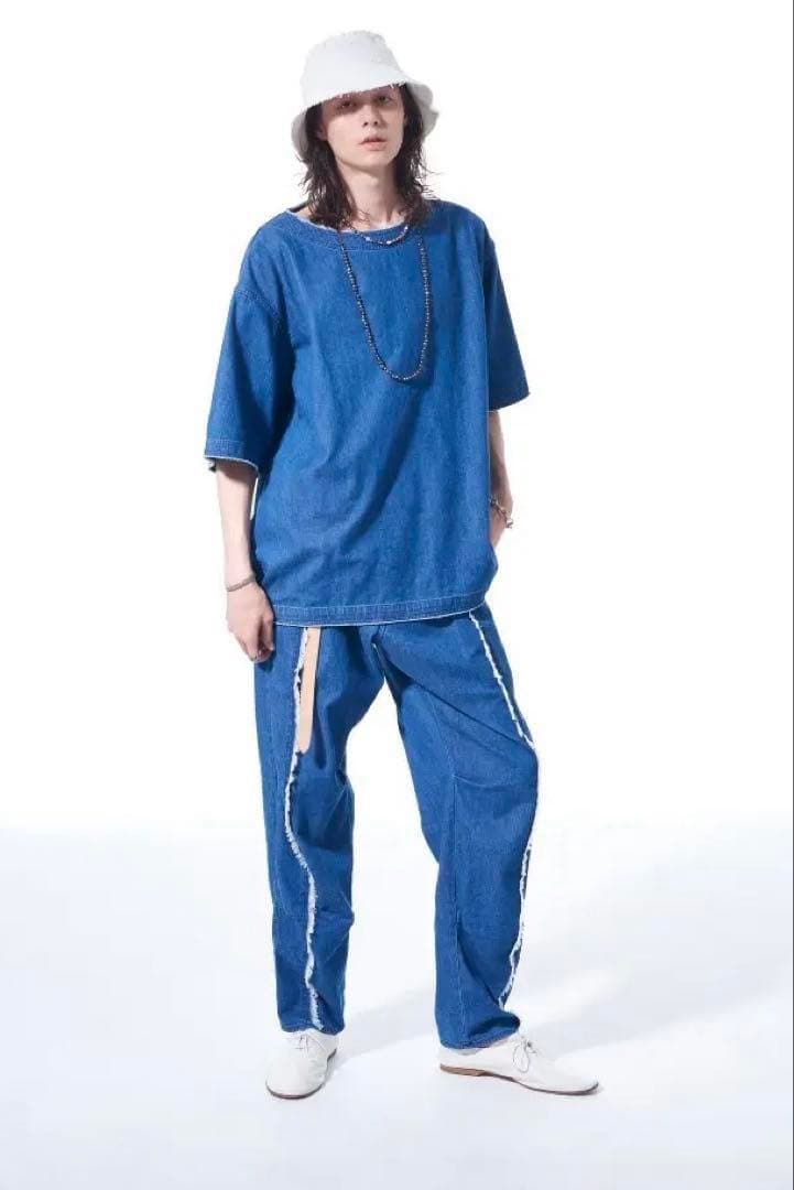 S'YTE ヨウジヤマモト　8OZ デニムオープンショルダーシャツ　パンツ yohji yamamoto - 8OZ DENIM DOUBLE FRON SHIRT （INDIGO） / デニム