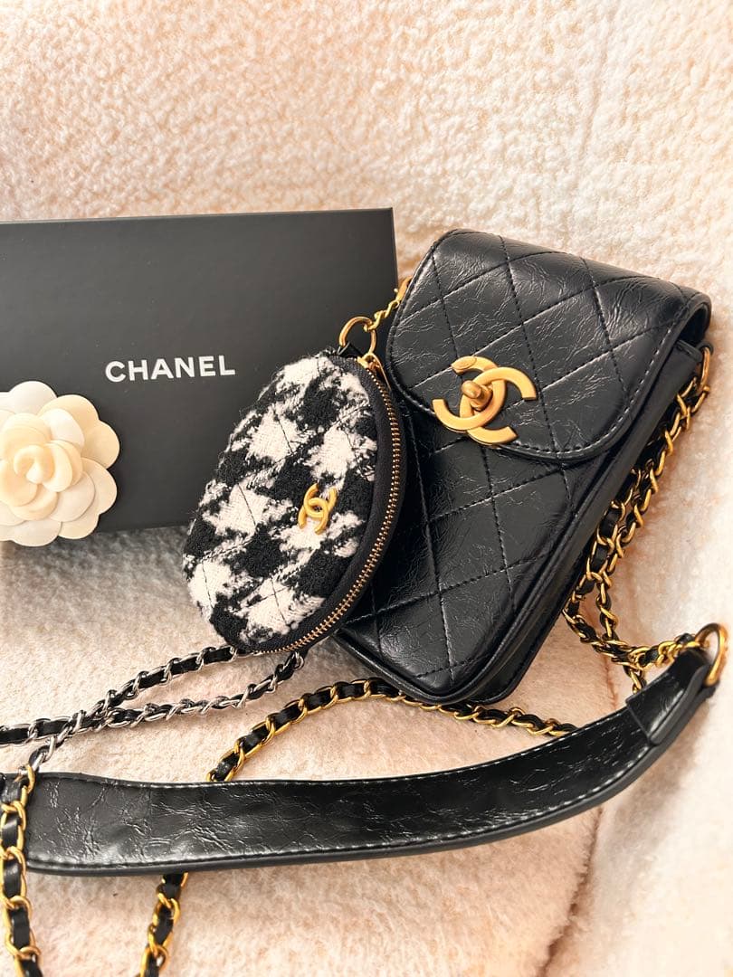 CHANEL ノベルティ 携帯ポシェット 千鳥格子の通販はau PAY マーケット