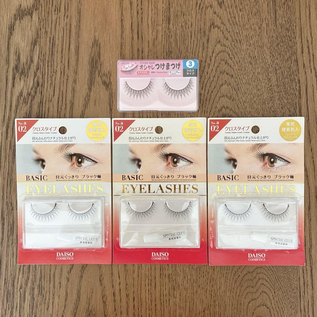 ダイソー】オシャレつけまつげ3、アイラッシュベーシック a02☆クロス