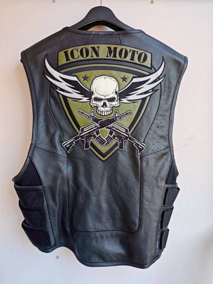 ICON 本革バイクベスト スカルデザイン