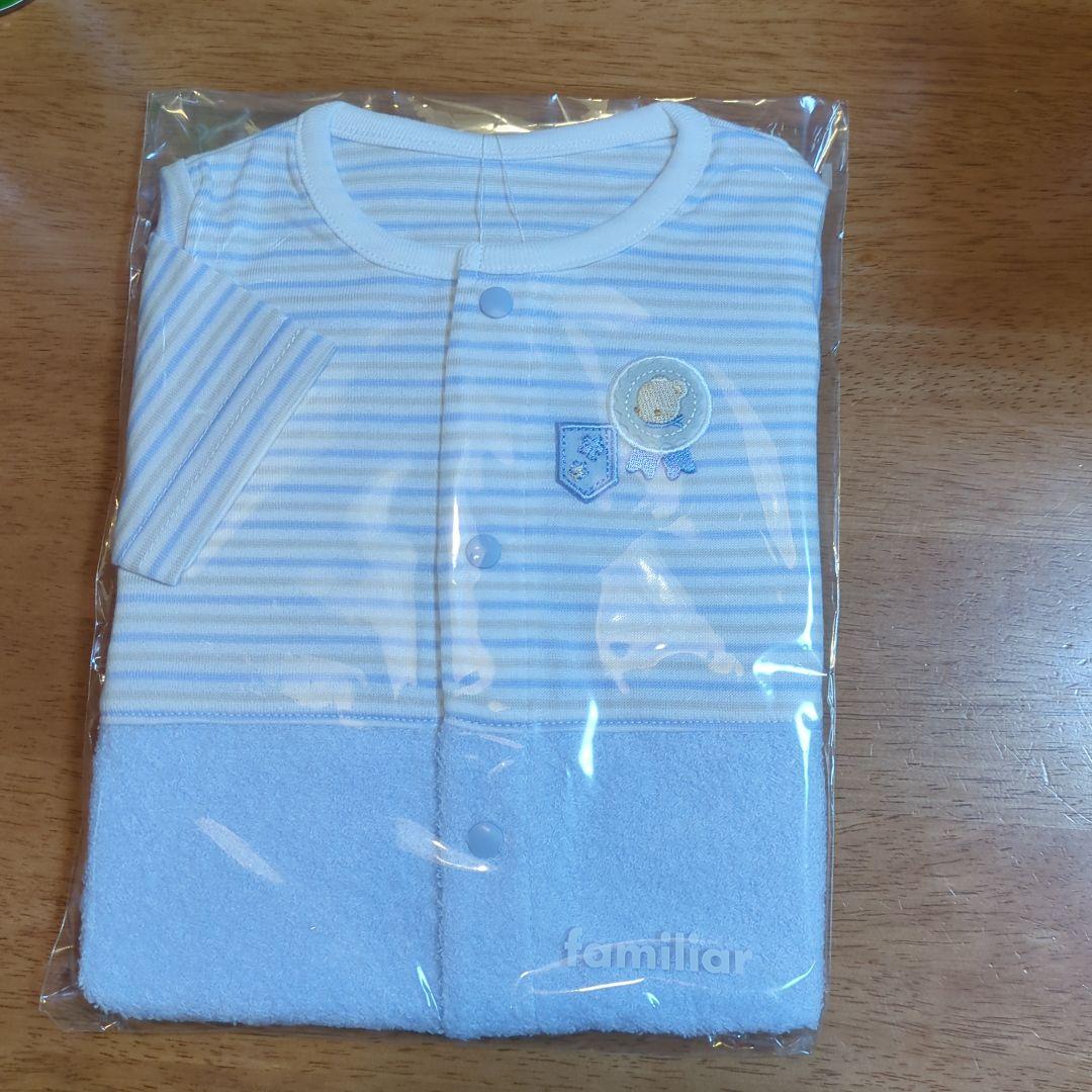 familiar 水色ストライプロンパース 50-60cm - メルカリ