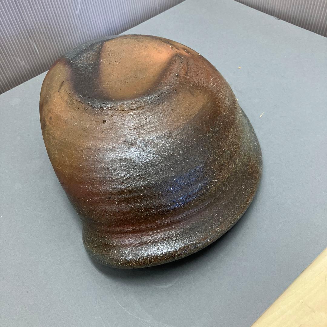 骨董品 茶道具 古常滑焼￼菓子鉢 時代箱 背景キズ S203HI