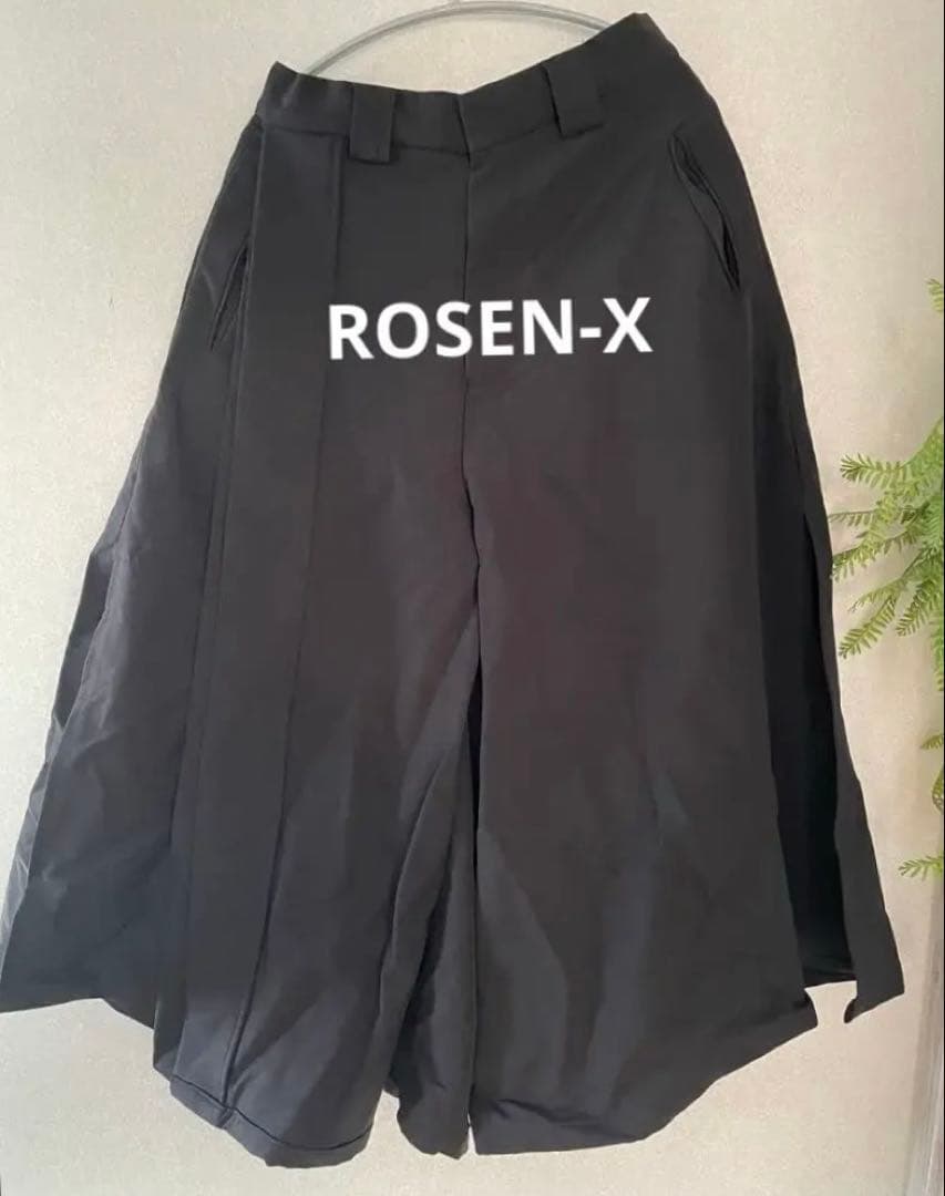 ROSEN-X ローゼンX はかま風パンツ　ユニセックス　サイドスリット　黒 Rosen Kreuz】SIDE BELT DOCKING FLARE PANTS | OUR BRAND,Rosen Kreuz