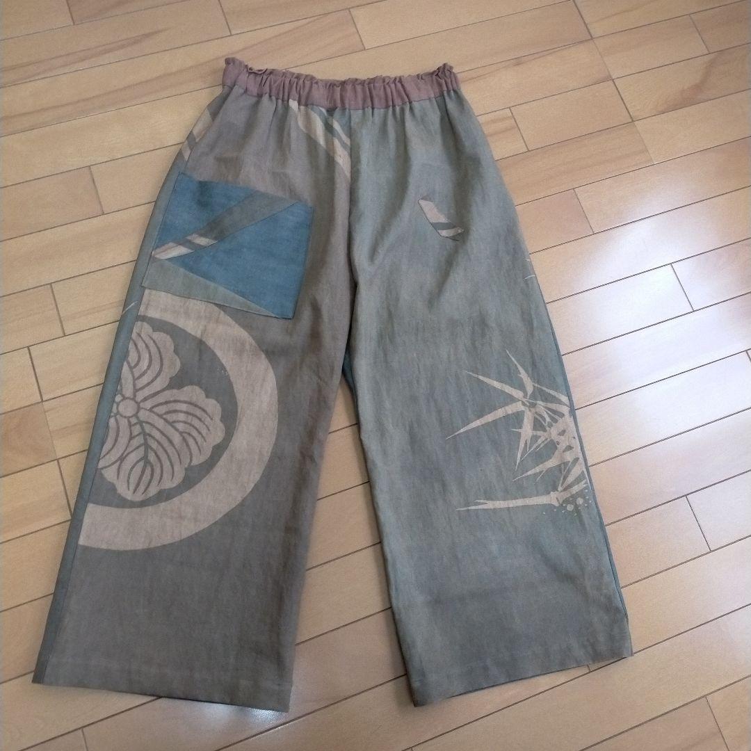 柿渋染め幟旗リメイク ワイドパンツ - メルカリ