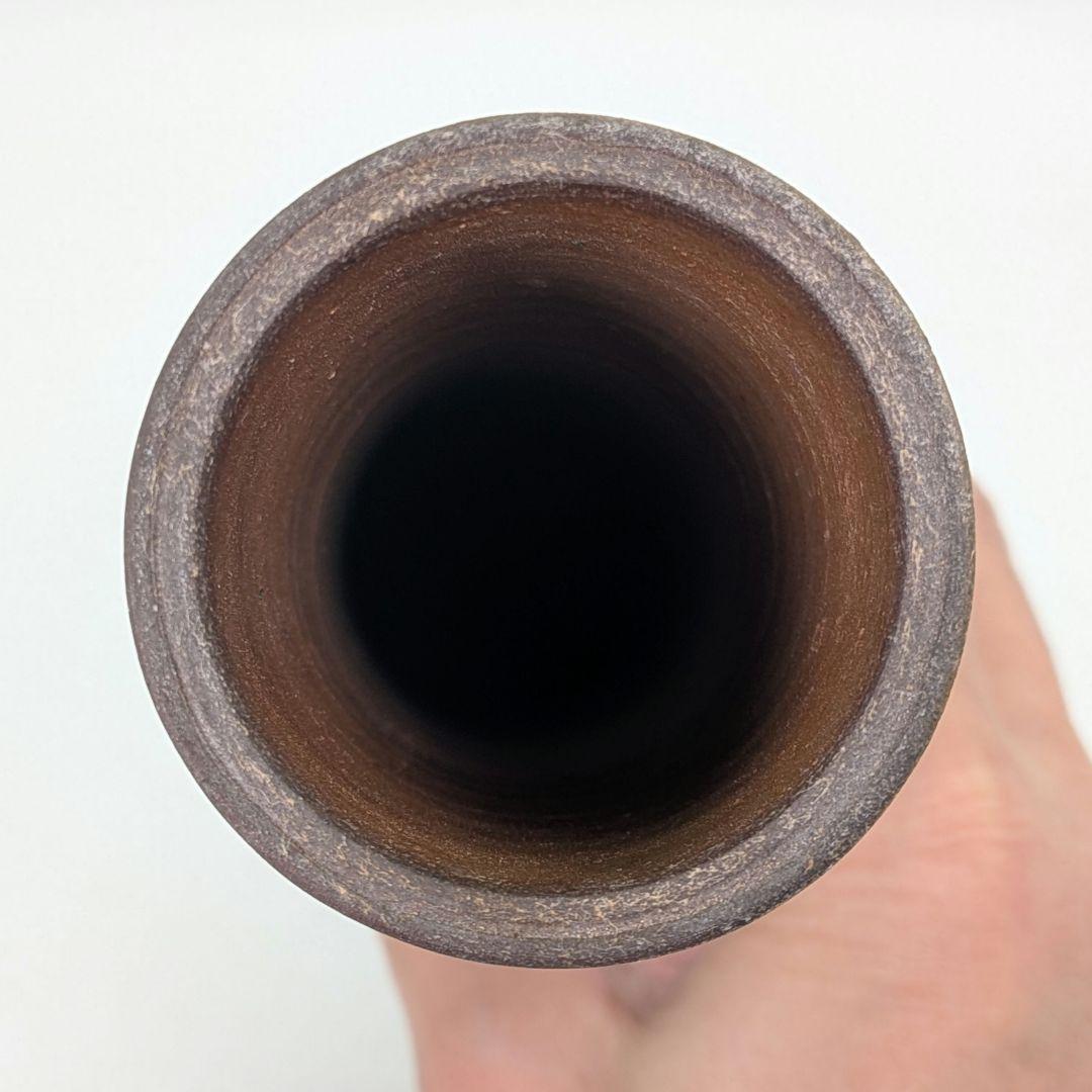 岡山県重要無形文化財 二代藤原楽山 備前焼 寸胴花入 共箱