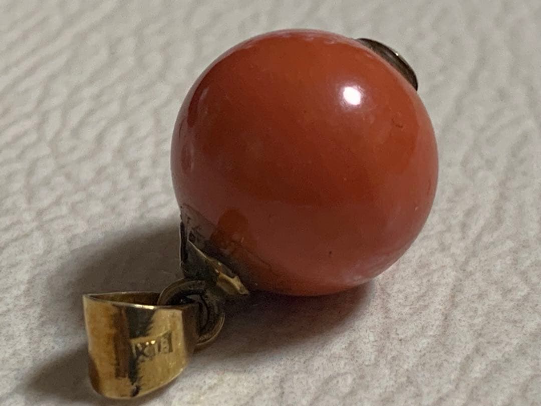 値下げK18赤珊瑚玉ネクレスのトップペンダントアンティーク品約13.36cm 値下げK18赤珊瑚玉ネクレスのトップペンダントアンティーク品約13.36cm