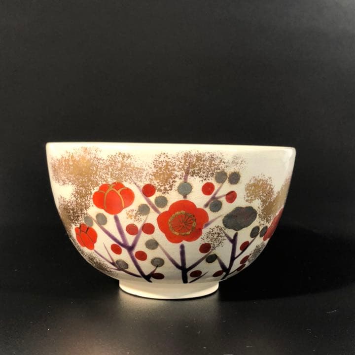 茶道具】抹茶碗 色絵梅 市川通三 共箱 紅梅 R0322お4 - メルカリ