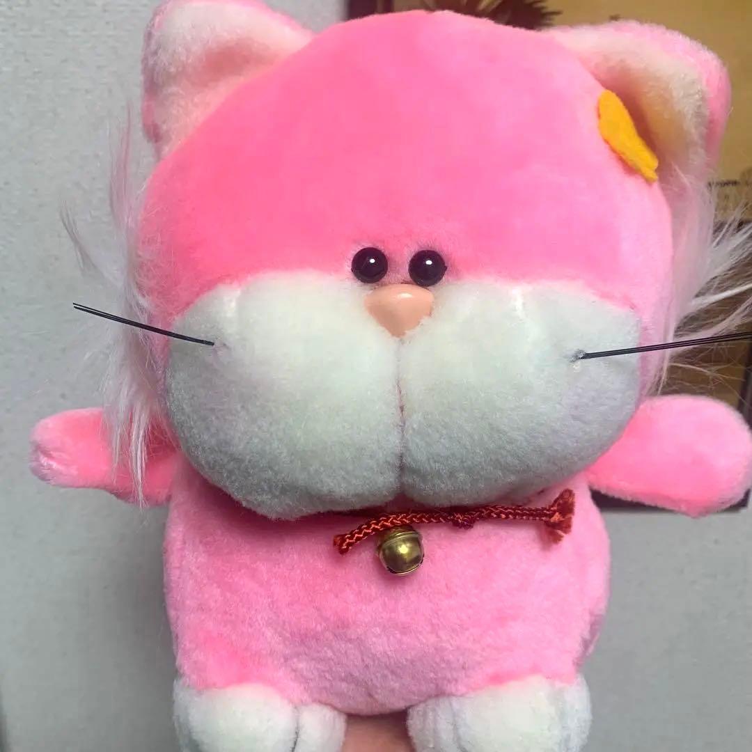 昭和レトロ ぬいぐるみ 当時物 ネコ 昔のぬいぐるみ ピンク - メルカリ