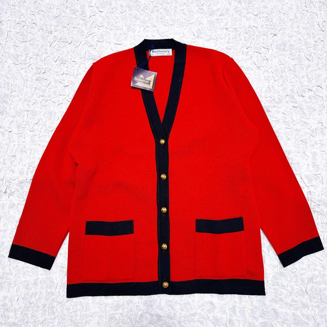 Burberrys旧タグカーディガン 赤 金ボタン ホースマーク 80年代