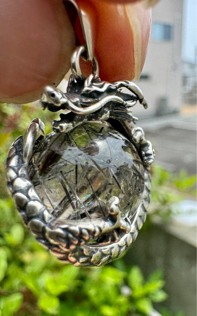 怪蟲伝闘さん専用】ブラックルチル ペンダントトップ 虹あり S925