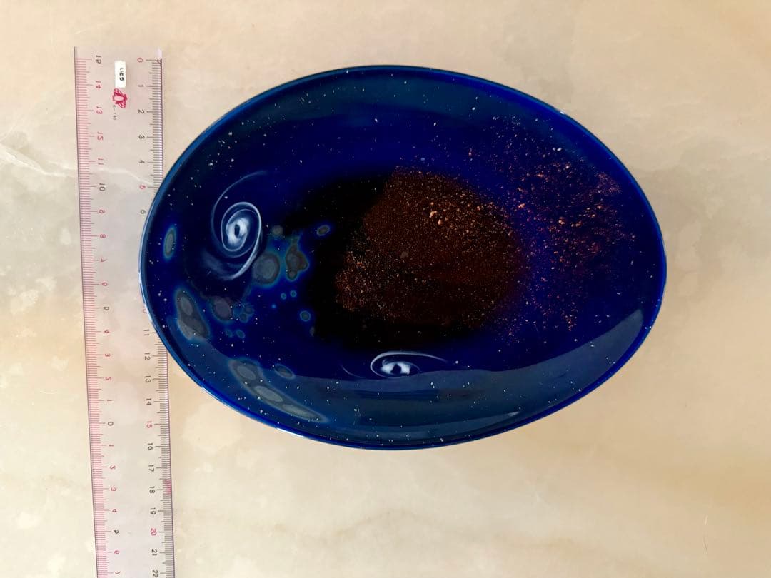 ノグチミエコ　ダークブルー楕円形プレート 約20cm x 14.5cm