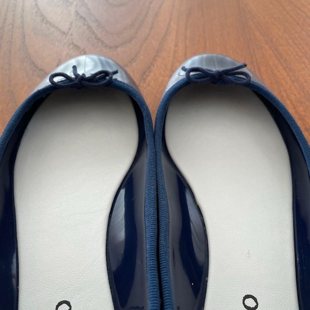 美品箱付　レペット ネイビー バレエシューズ レインシューズ　39 24.7cm