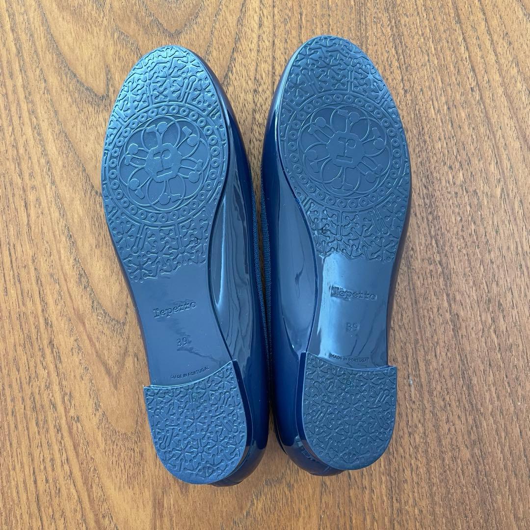 美品箱付　レペット ネイビー バレエシューズ レインシューズ　39 24.7cm