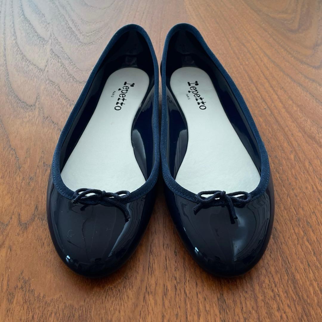 美品箱付　レペット ネイビー バレエシューズ レインシューズ　39 24.7cm