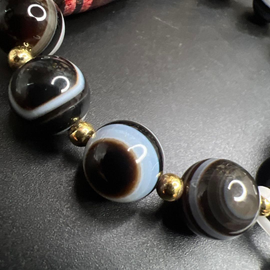 高包漿 辰砂供 グリーンタラと結晶質縞瑪瑙 線天珠 天眼