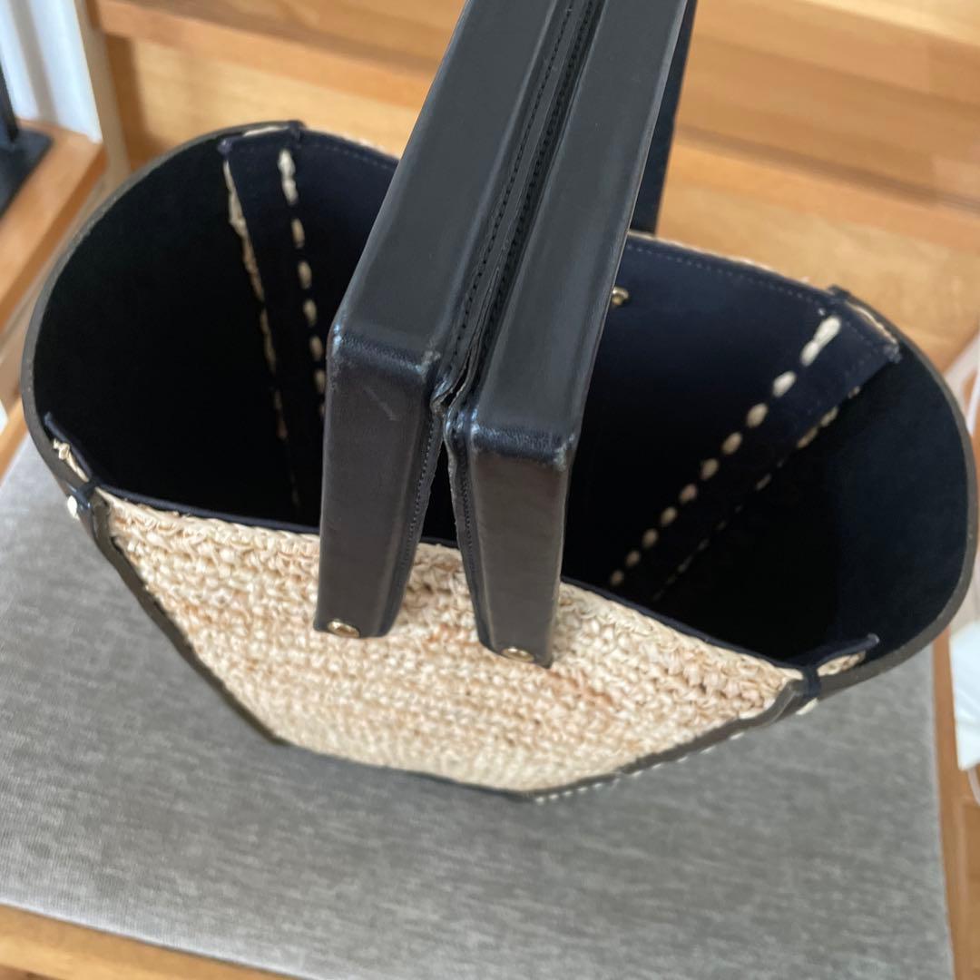 LUDLOWラドロー ヌメ×ラフィア バケツバスケット バッグ