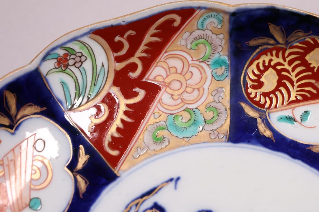 CM119】古伊万里 色絵 中皿 2枚 盛皿 幅22.3cm 錦手 花鳥