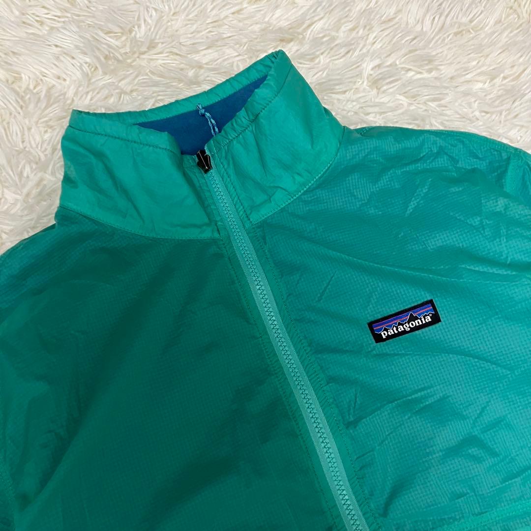 patagonia ロゴ入りリバーシブルブルゾン ジャンパー フリース 緑 青
