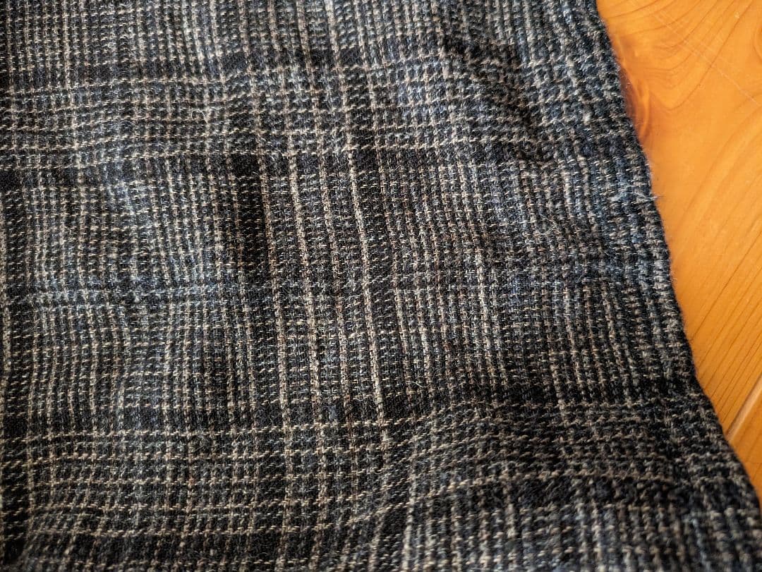 2024年 entwaボートネックギャザーブラウス ウールリネンチェック