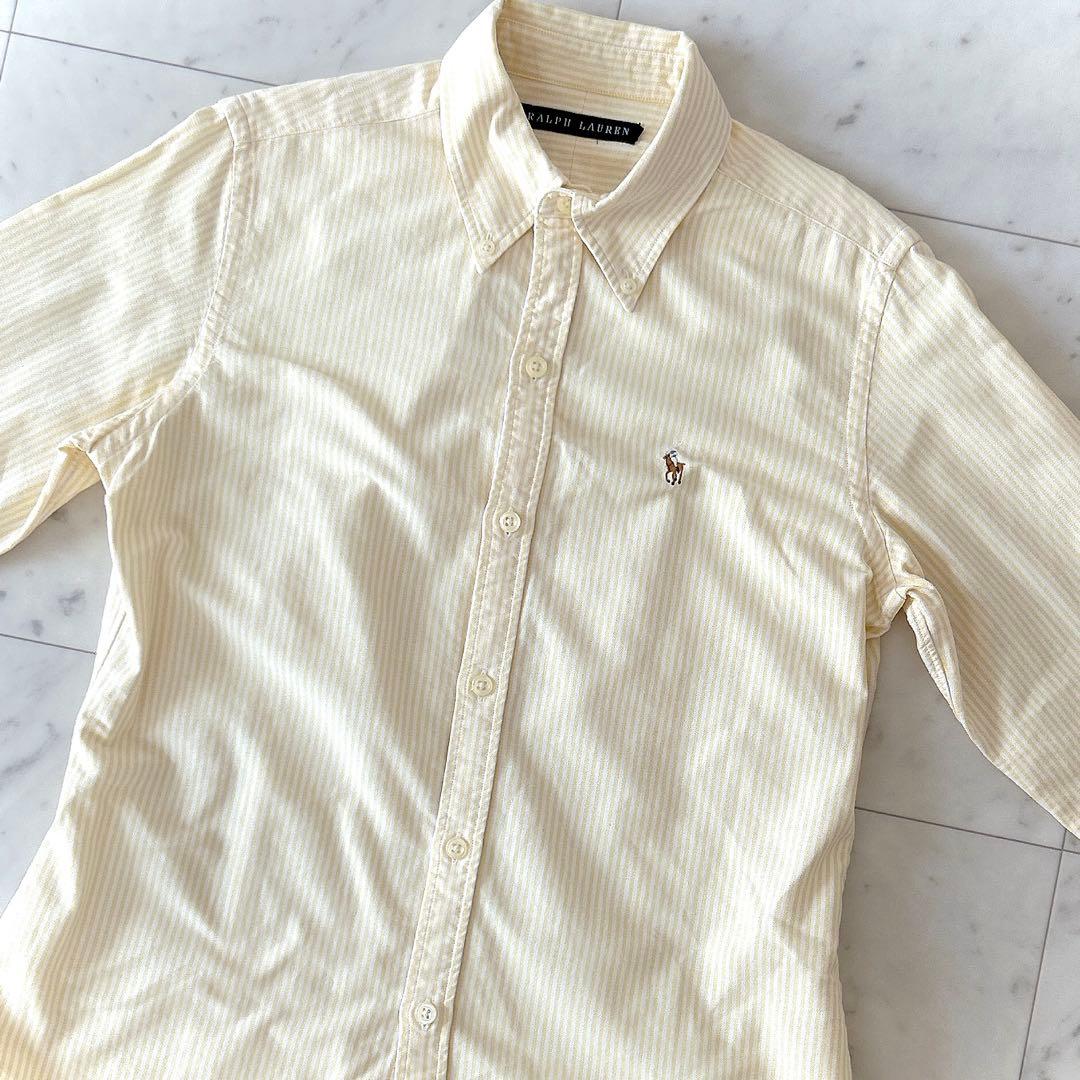 美品 ポロラルフローレン コットン ストライプ ボタンダウンシャツ