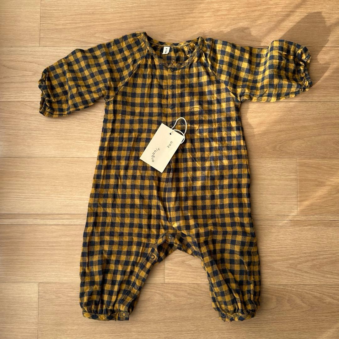 OZ オーガニックズー ギンガムチェック ロンパース 帽子 70cm 0-12m