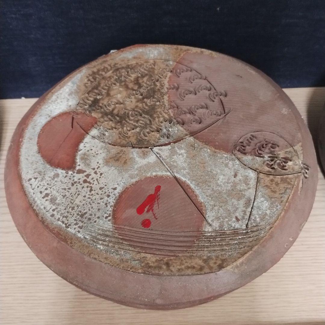 備前焼 藤原雄 陶板 花のささやき 3点セット 金属プレート付き