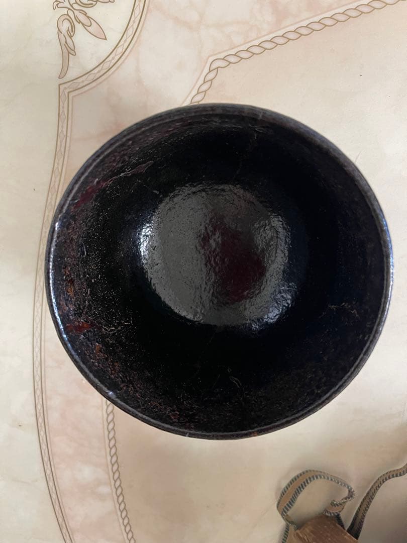 茶道具 尾形乾山造 鶴 黒筒茶碗 極め箱