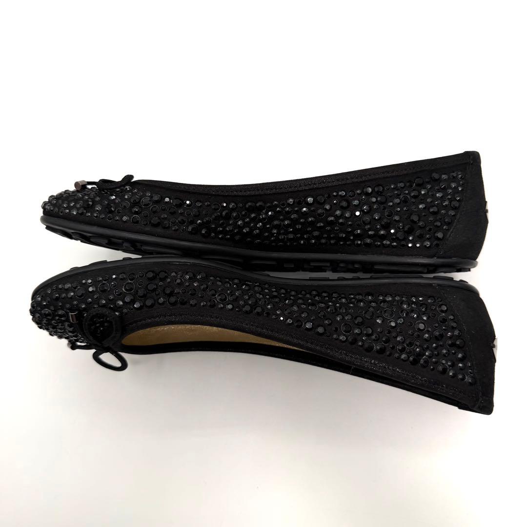 超美品 JIMMY CHOO ブラック ビーズ フラットシューズ 22㎝