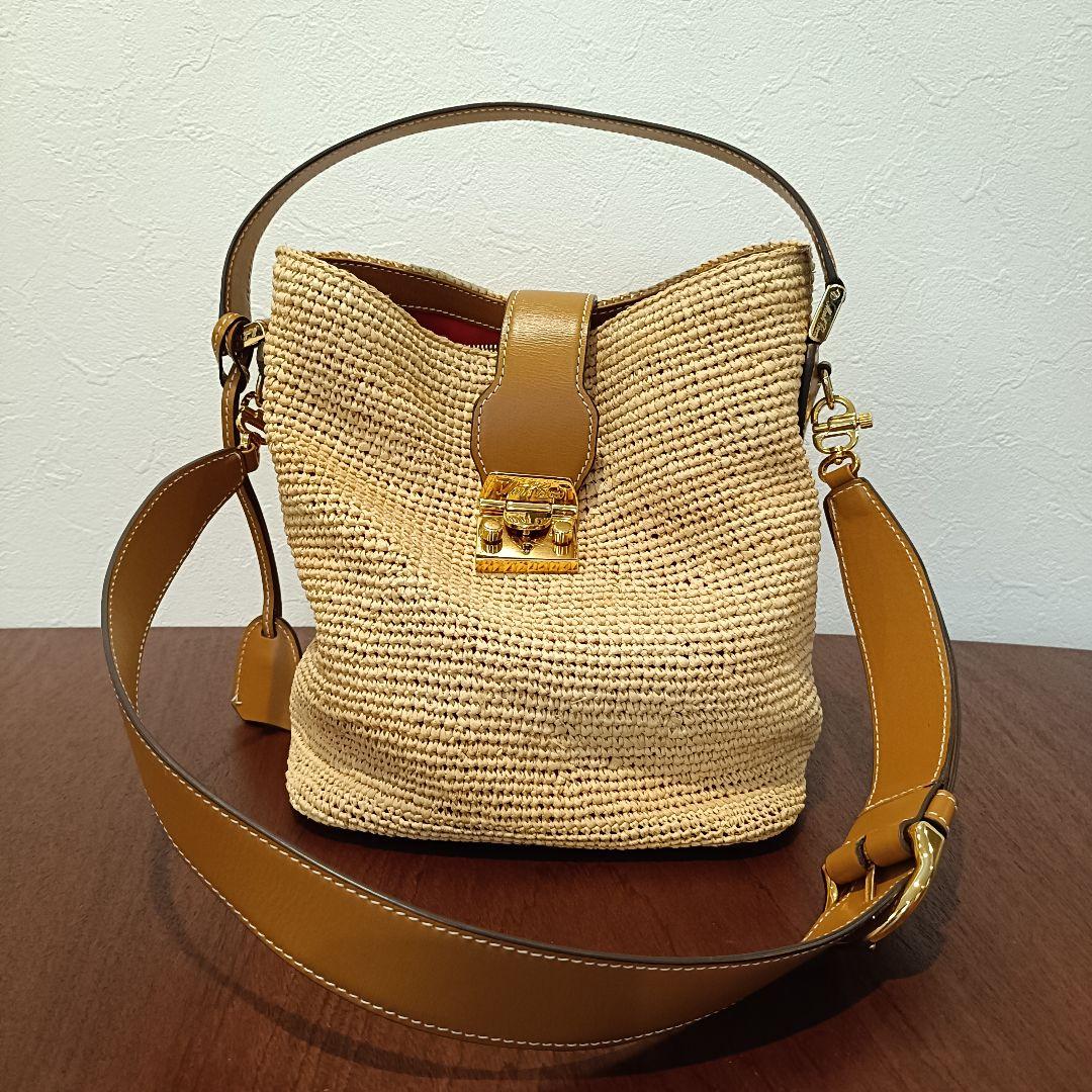 Mark Cross マーククロス ストロー バケツ トートバッグ かごバッグ