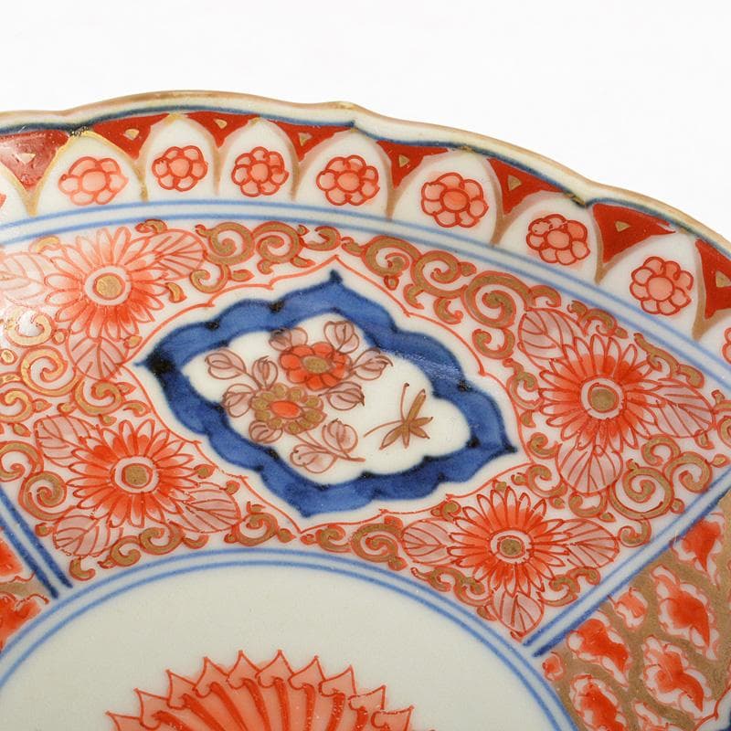 伊万里焼 古伊万里 奇玉珍玩款 赤絵金彩 花文皿 金継直し 桐箱 V R5889