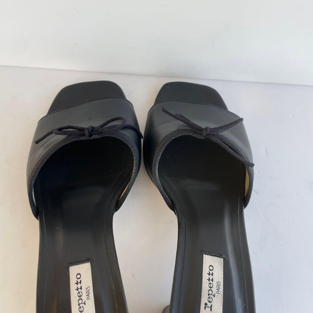 超美品☆Repetto サンダル 本革 リボン 黒　1227T 24.5cm