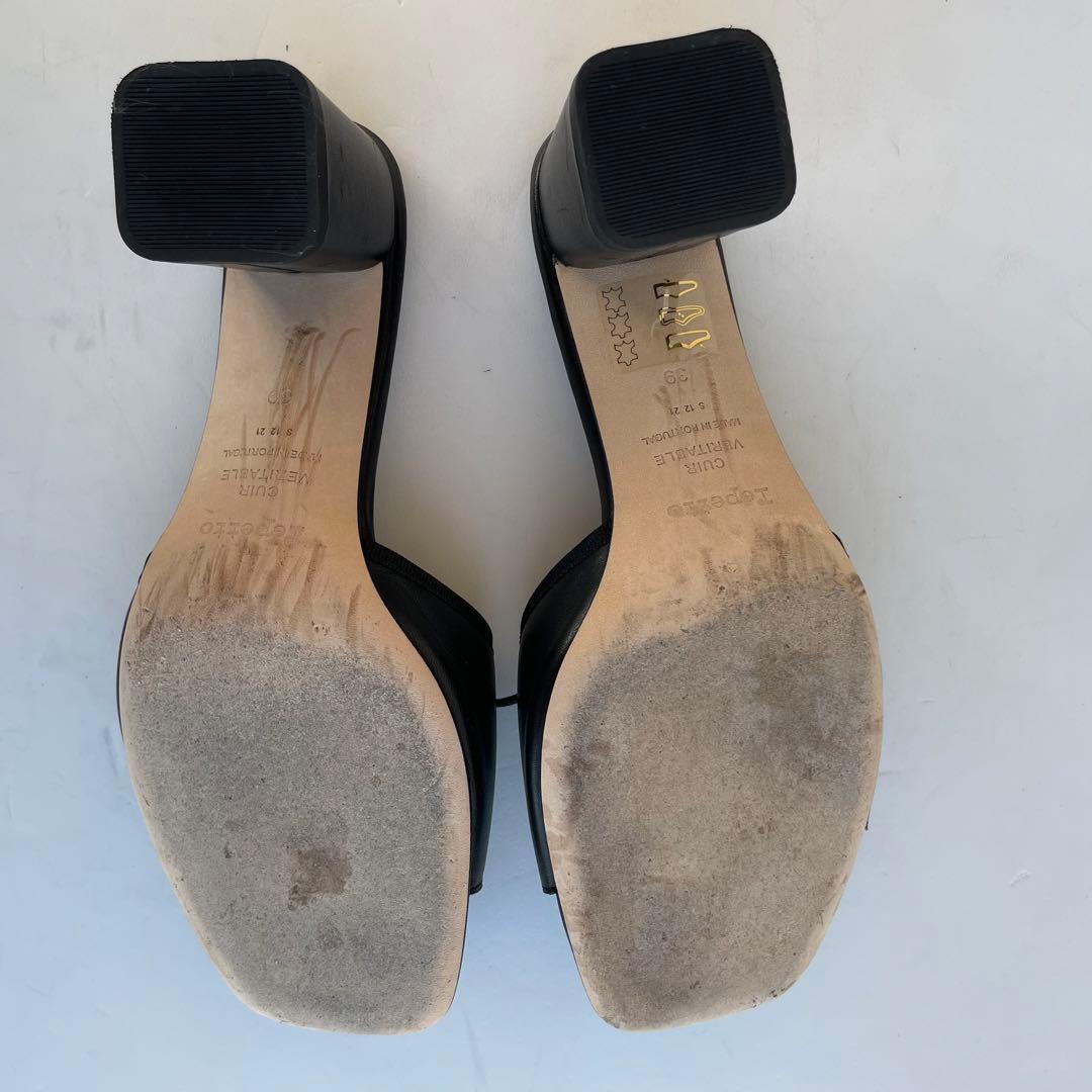 超美品☆Repetto サンダル 本革 リボン 黒　1227T 24.5cm