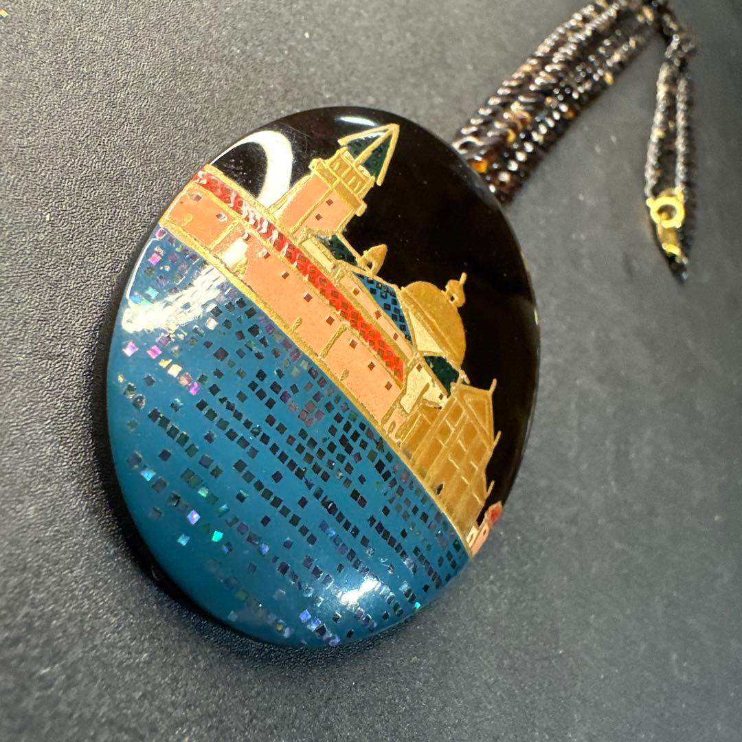 vintage】川崎川光 作家もの 螺鈿細工 本鼈甲 ブローチ ペンダント