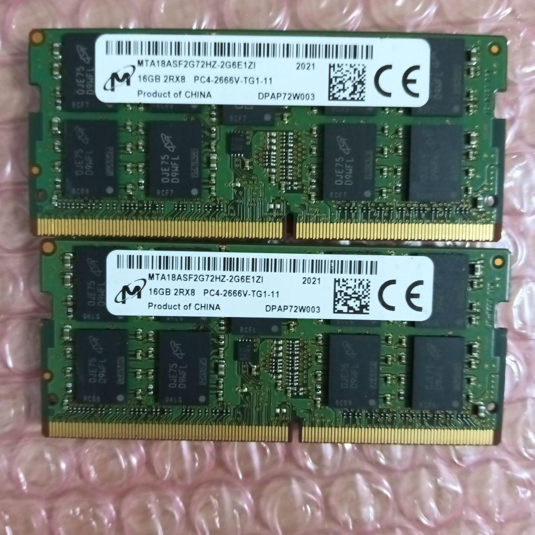 カ*ソ様 ノートPCメモリMicron PC4-2666V 32GB（16GB× Amazon | MICRON 16GB PC4-2666V-R DDR4 レジスタード ECC 2RX8 メモリ