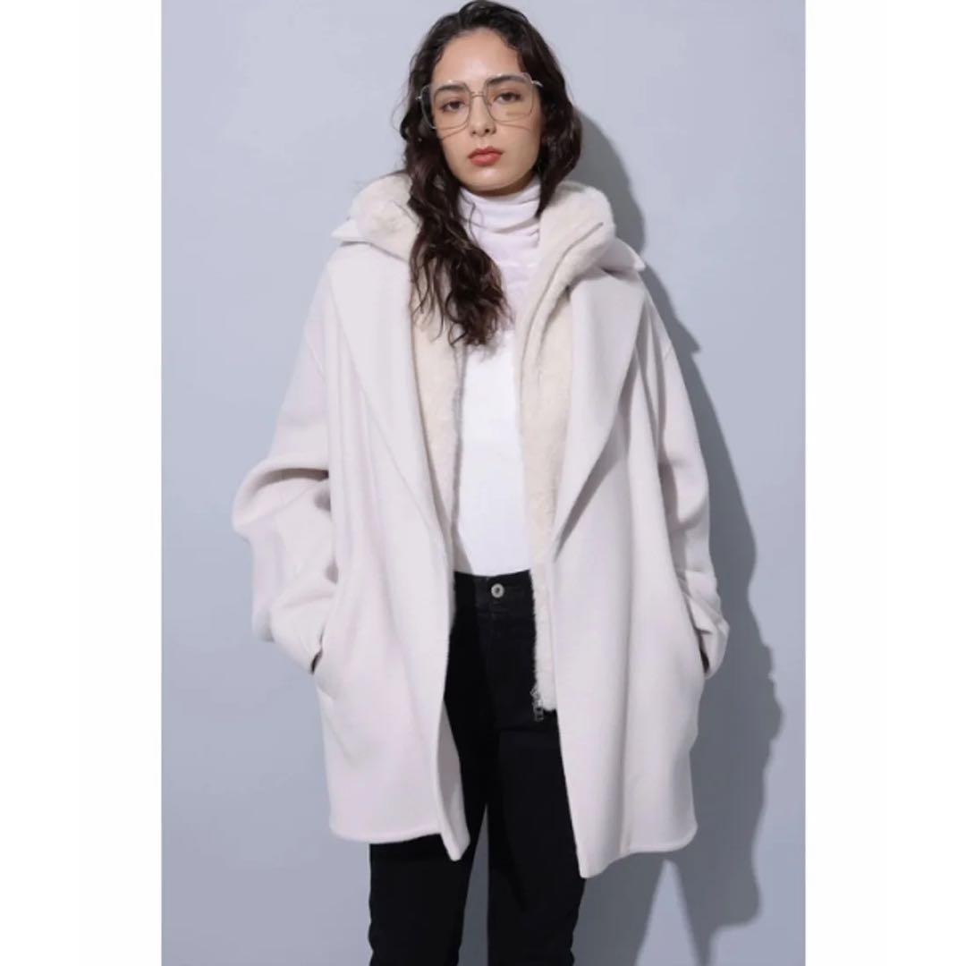 試着のみ Arpege story ミドル丈テーラーリバーコート オフ白 2 - メルカリ