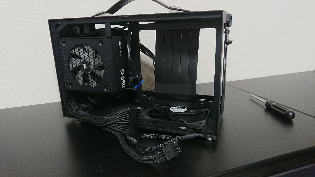 ミニITXPCケース＆SFX850W電源セット(ライザーケーブル＆ファン付き)