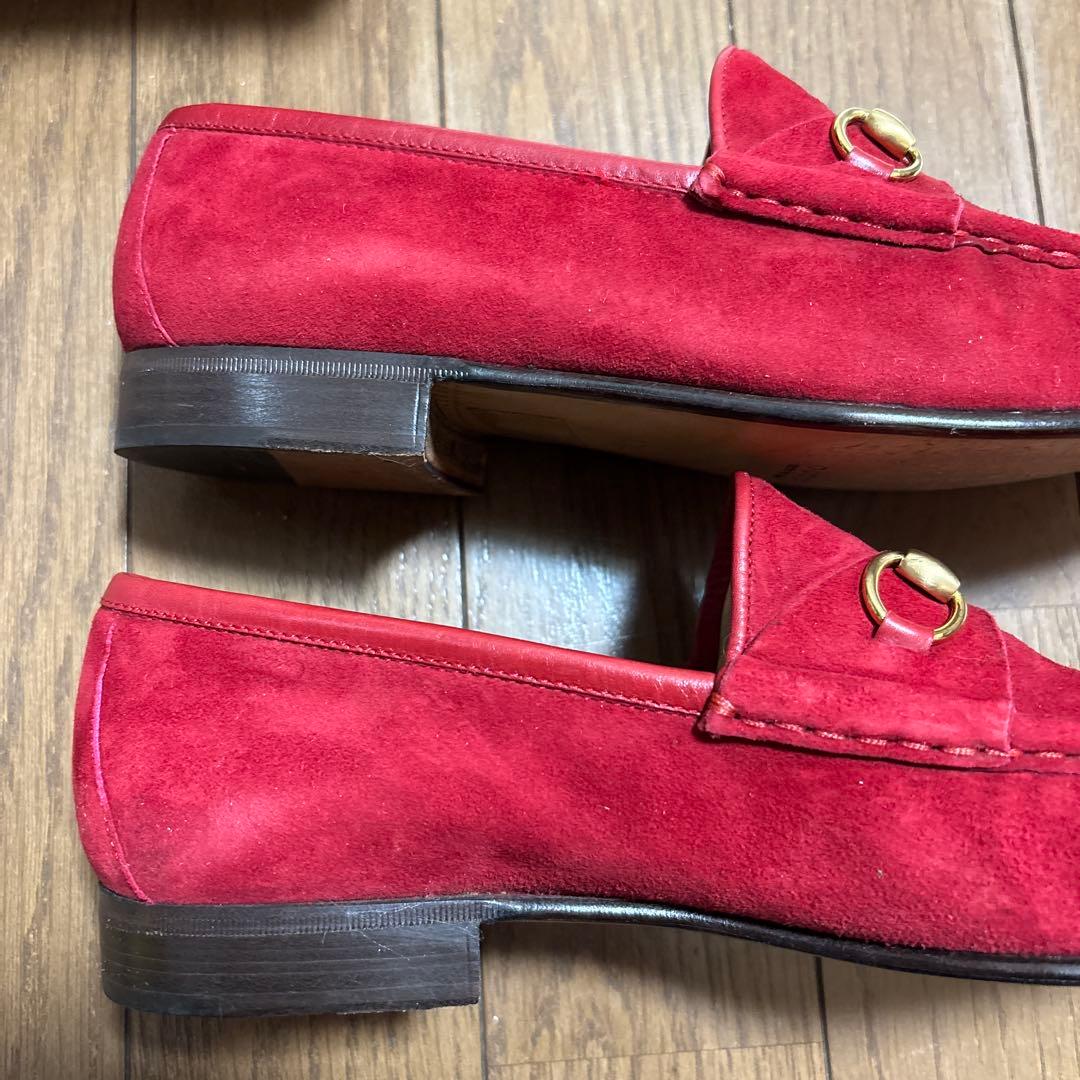 グッチ　GUCCI ローファー　赤　スウェード　38.5C 24.5センチ