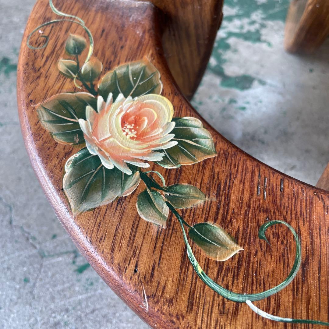 最終値下げ‼︎木製アンティーク・トールペイントの花台・チェアー