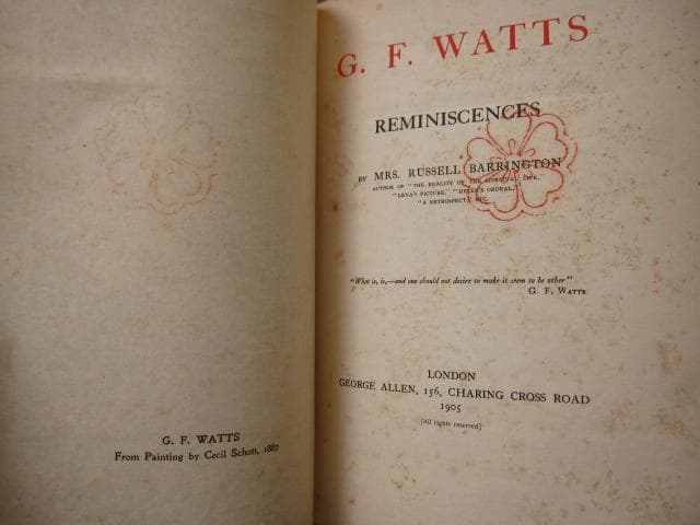 G.F. Watts: Reminiscences　1905年　ビンテージ本