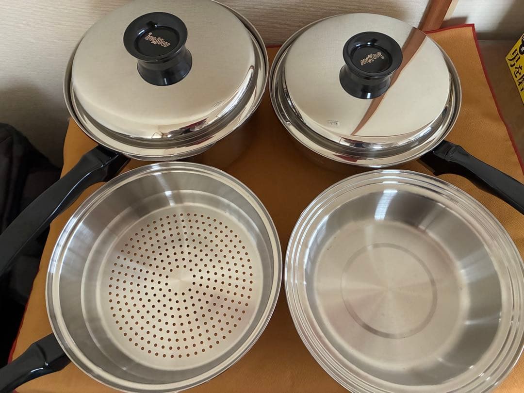 インコア INKOR 片手鍋2・フタ2・蒸し器・キャセロール 6点セット