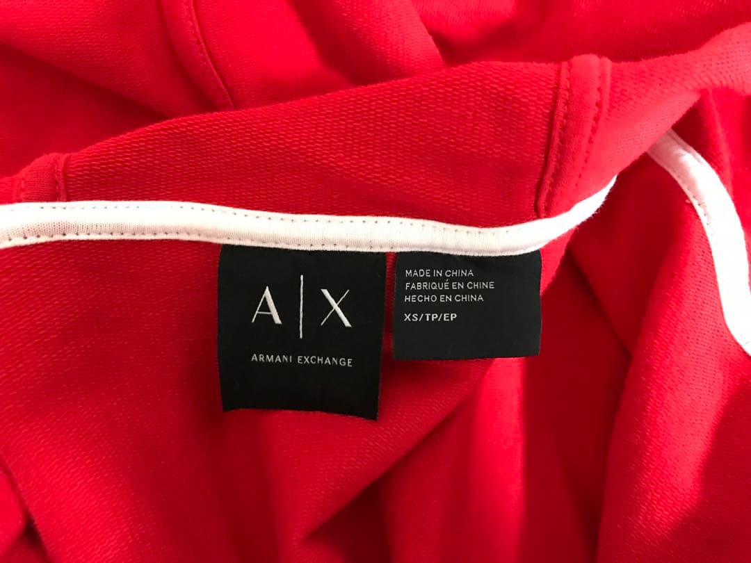 本物アルマーニエクスチェンジARMANI AXジップ長袖パーカーメンズ赤XS