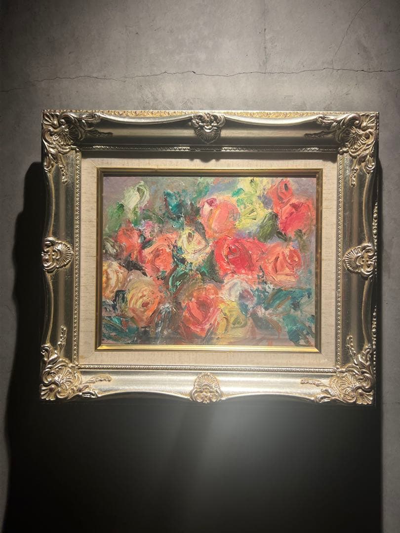 真作 油絵 絵画 花 三浦義幸 静物の構図 油彩12号