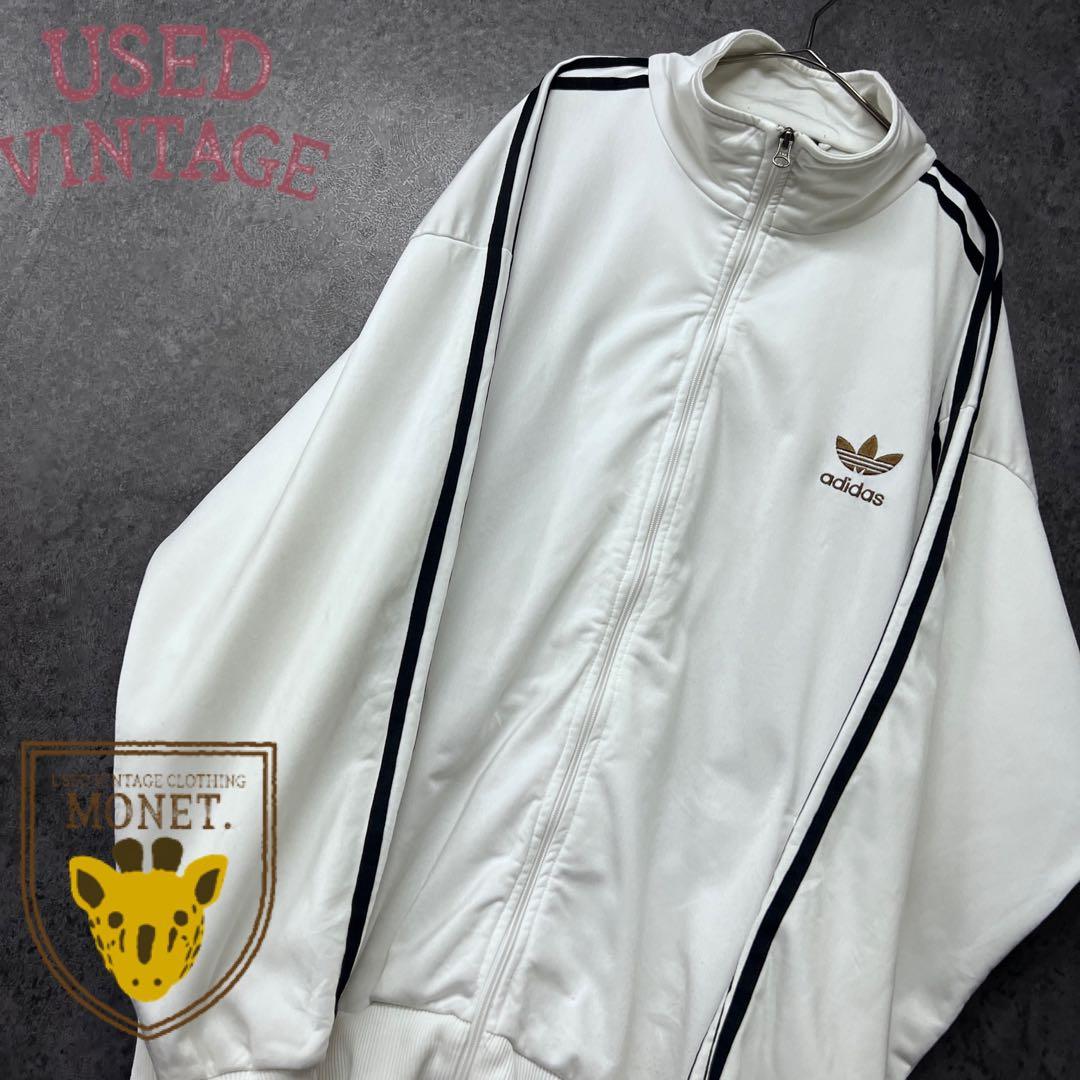 アディダス トレフォイル 刺繍ロゴ ホワイト トラックジャケット