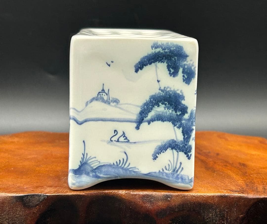 陶器 イギリス オックスフォード製 デボラ・シアーズ 花瓶 花器 手描き