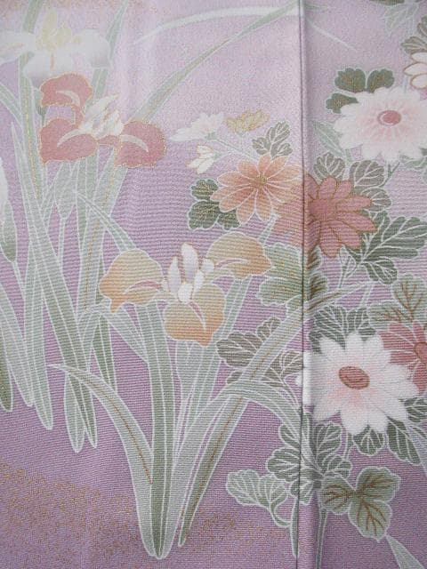 着用少ない！美品＊四季花柄＊藤色＊訪問着＊トールサイズ＊167cm