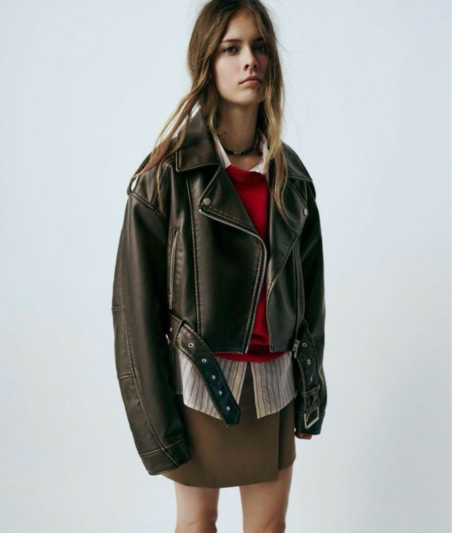 ZARA フェイクレザークロップドライダースジャケット XSサイズ - メルカリ