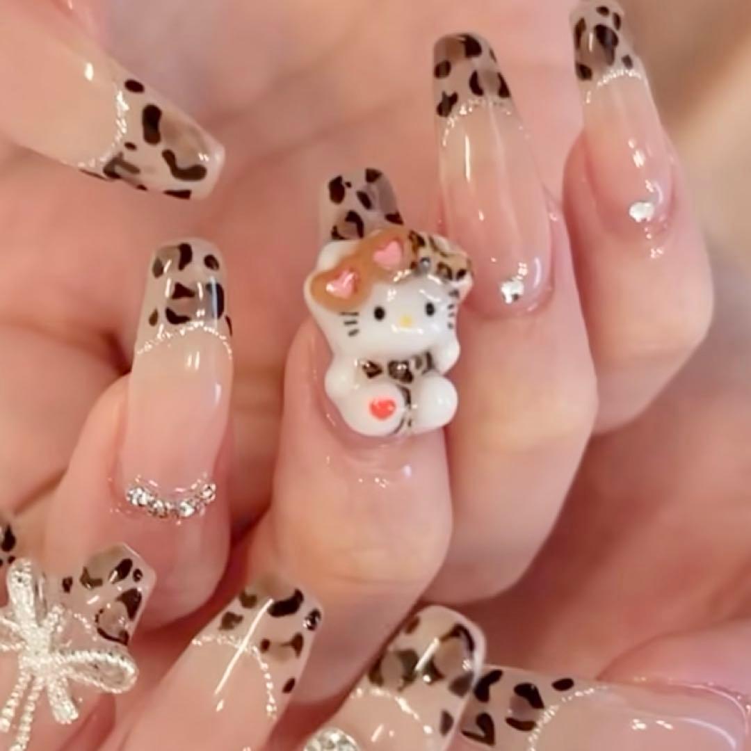 ハローキティ ネイルパーツ 5個セット ヒョウ柄 - メルカリ
