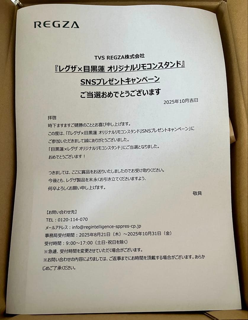 REGZA レグザ オリジナル 限定記念品 リモコンスタンド 未使用 目黒蓮