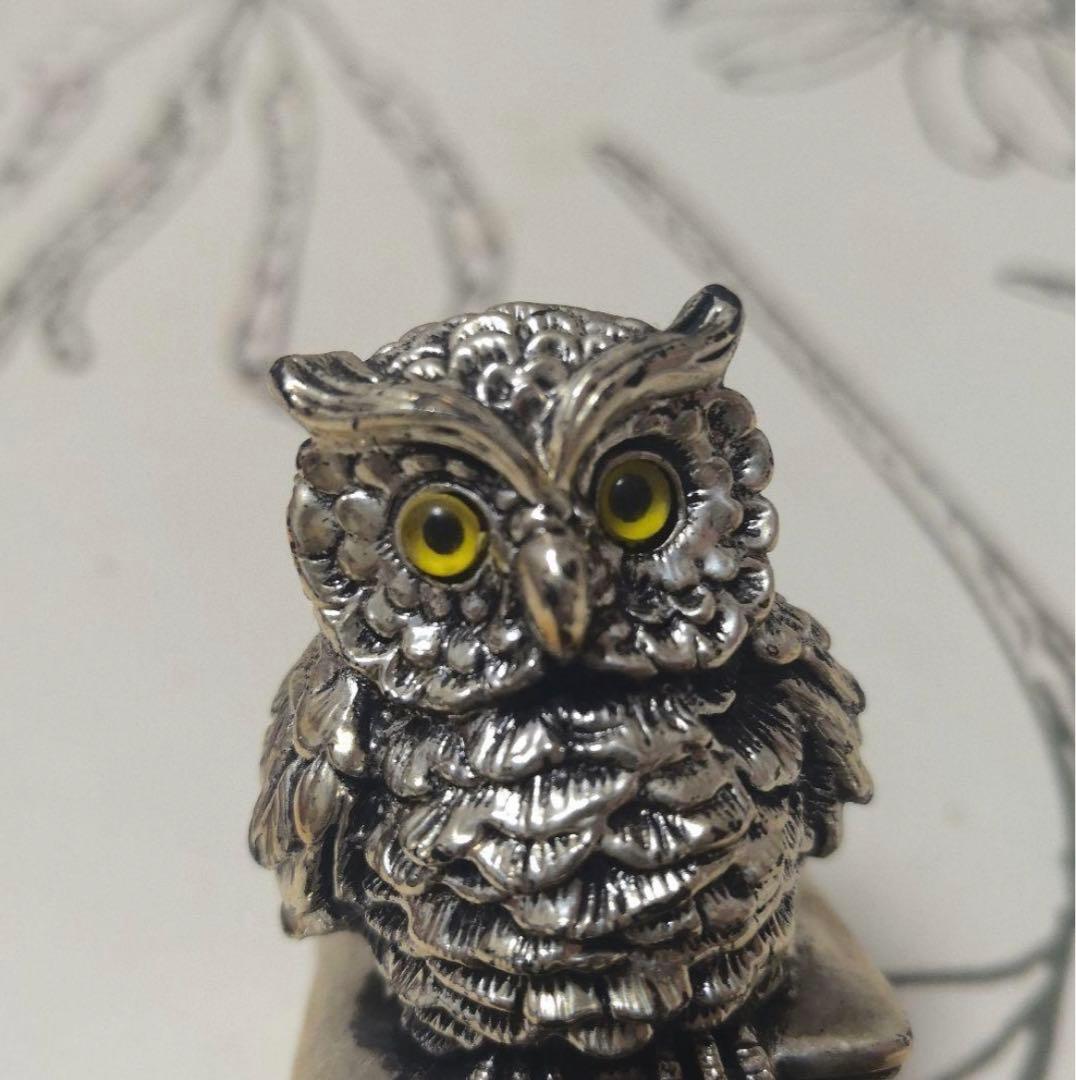 イタリア製・老舗名門 BERNASCONI 純銀（800シルバー）フクロウ置物